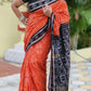 Orange with black border pasapali cotton saree