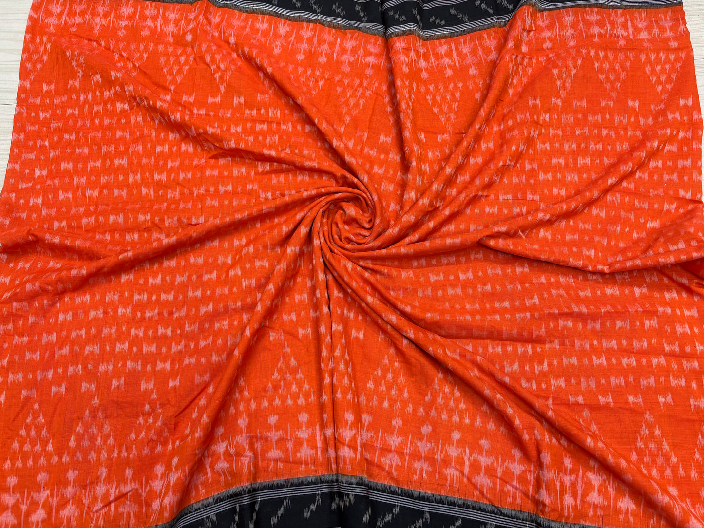 Special orange black khandua cotton saree