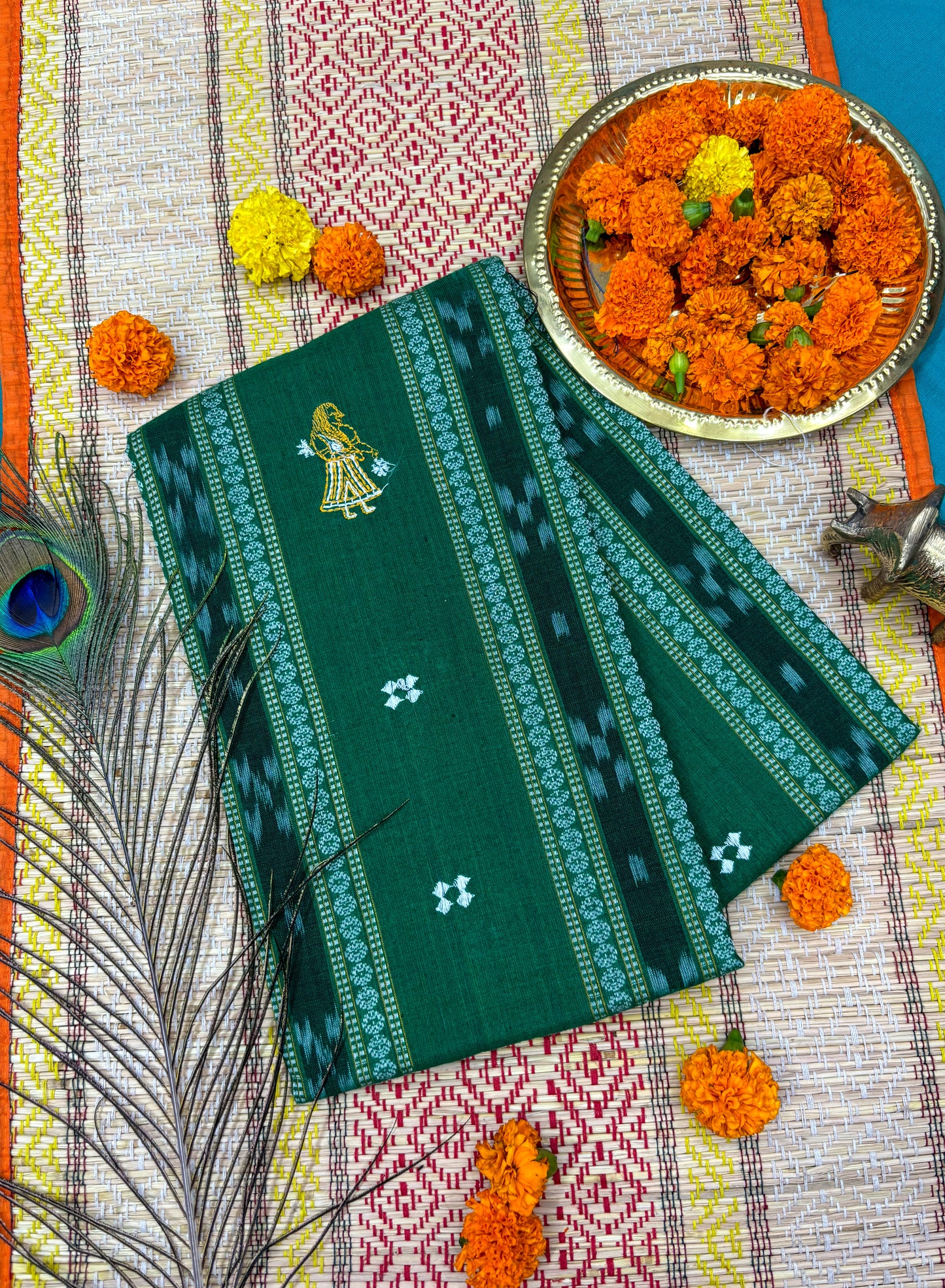 Pure cotton 3 unstitched suit set
Green with yellow