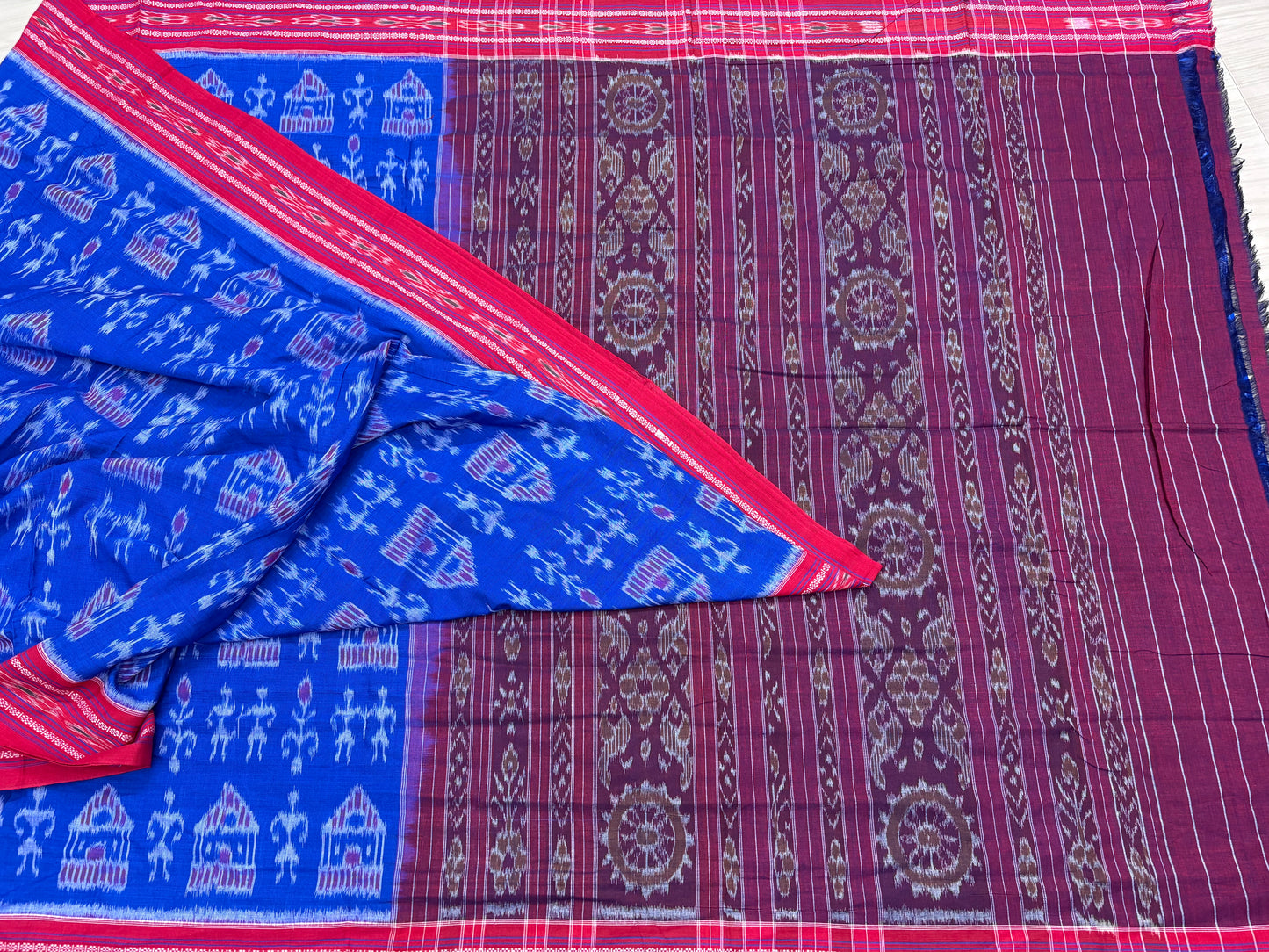 Special sky blue khandua cotton saree