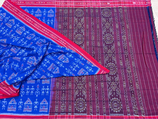 Special sky blue khandua cotton saree