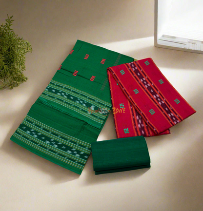 Red with green ikat shalwar sut set