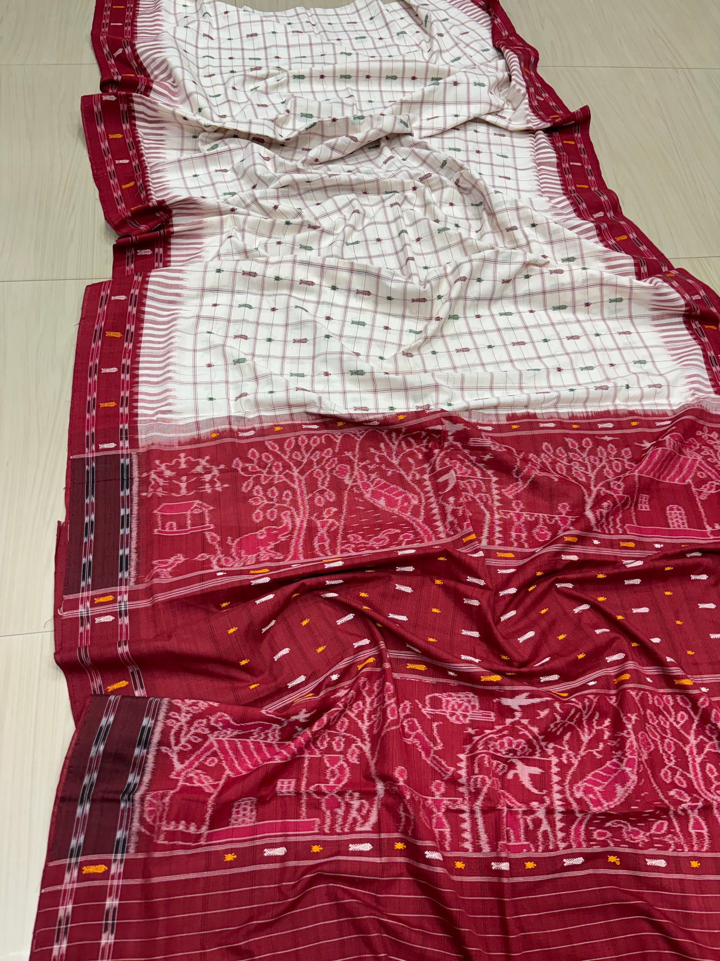 Contemporary Hajari buti cotton saree