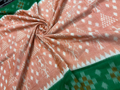 Special light orange with green khandua cotton saree