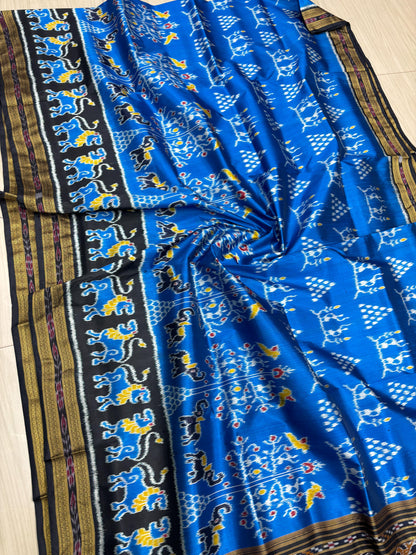 Lion scot with tribal khandua silk saree