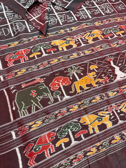 Contemporary nabakothi khandua silk saree
