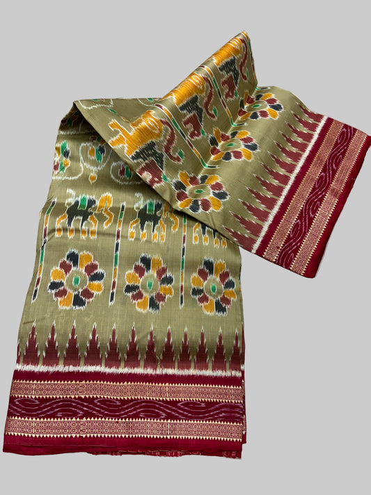 Elephant with lions khandua silk saree