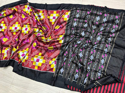 Contemporary lotus khandua silk saree