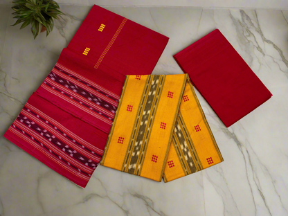 Yellow with red ikat shalwar suit set