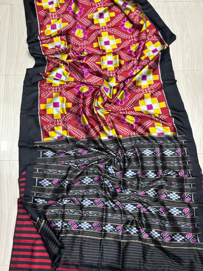 Contemporary lotus khandua silk saree
