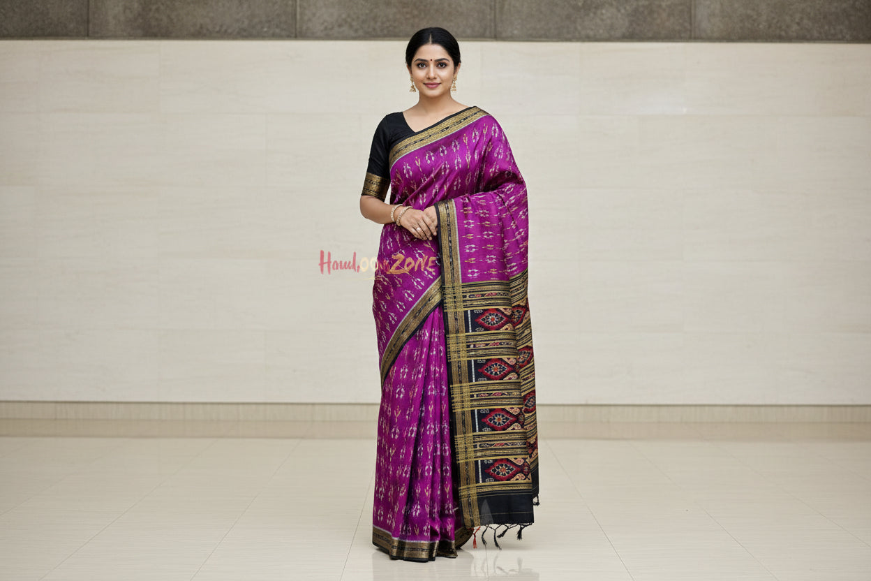 Traibal with flowers khandua silk saree