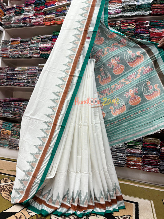 Contemporary triple border khandua cotton saree