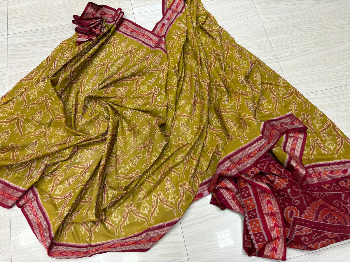 Exclusive parrot khandua cotton saree