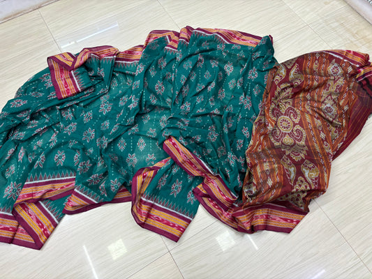 Exclusive body flowers khandua cotton saree