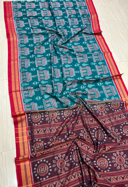 Green body temple cotton saree