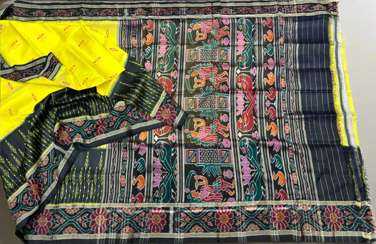 Contemporary ganga jamuna khandua silk saree