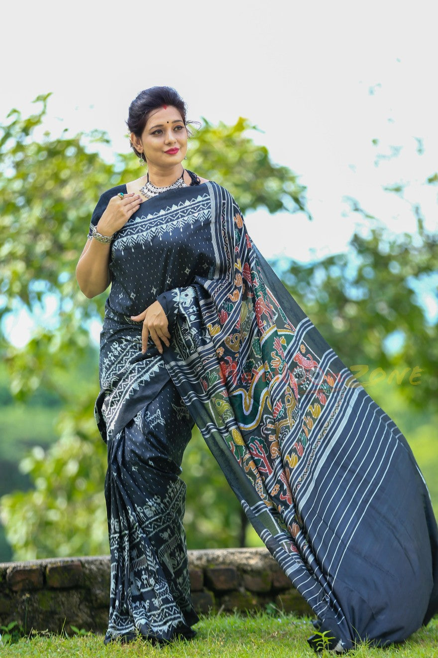 Black Dimond tribal khandua silk saree