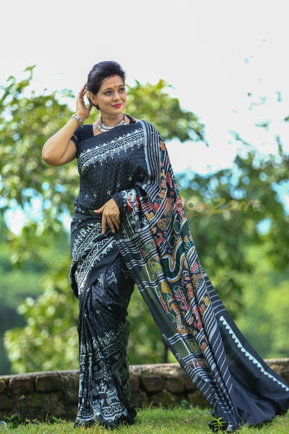 Black Dimond tribal khandua silk saree
