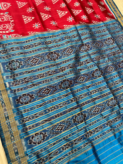 Laxmi pada with chita khandua silk saree