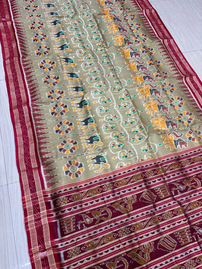 Elephant with lions khandua silk saree