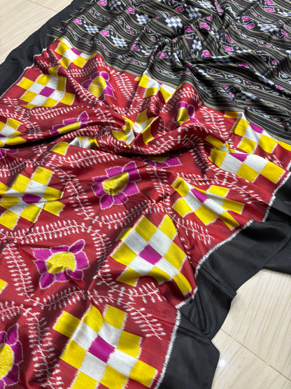 Contemporary lotus khandua silk saree