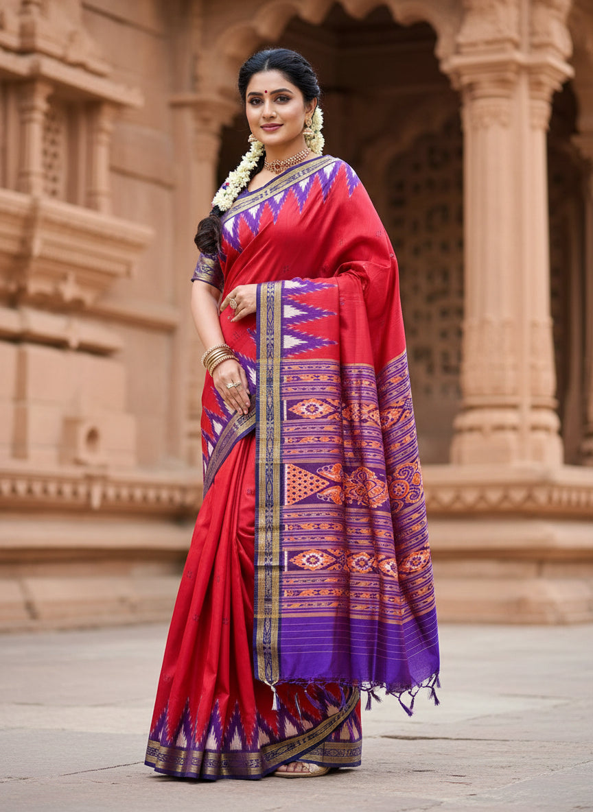Big temple border khandua silk saree