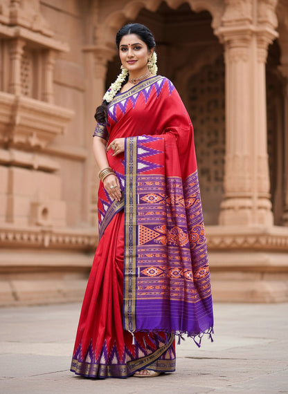 Big temple border khandua silk saree