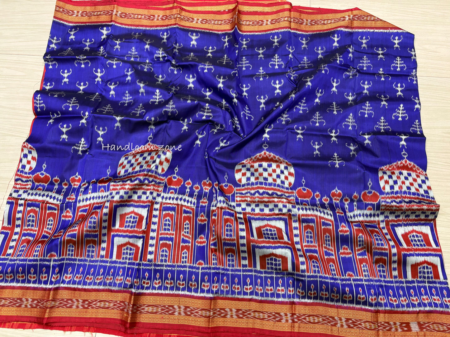 Exclusive Taj Mahal khandua silk saree