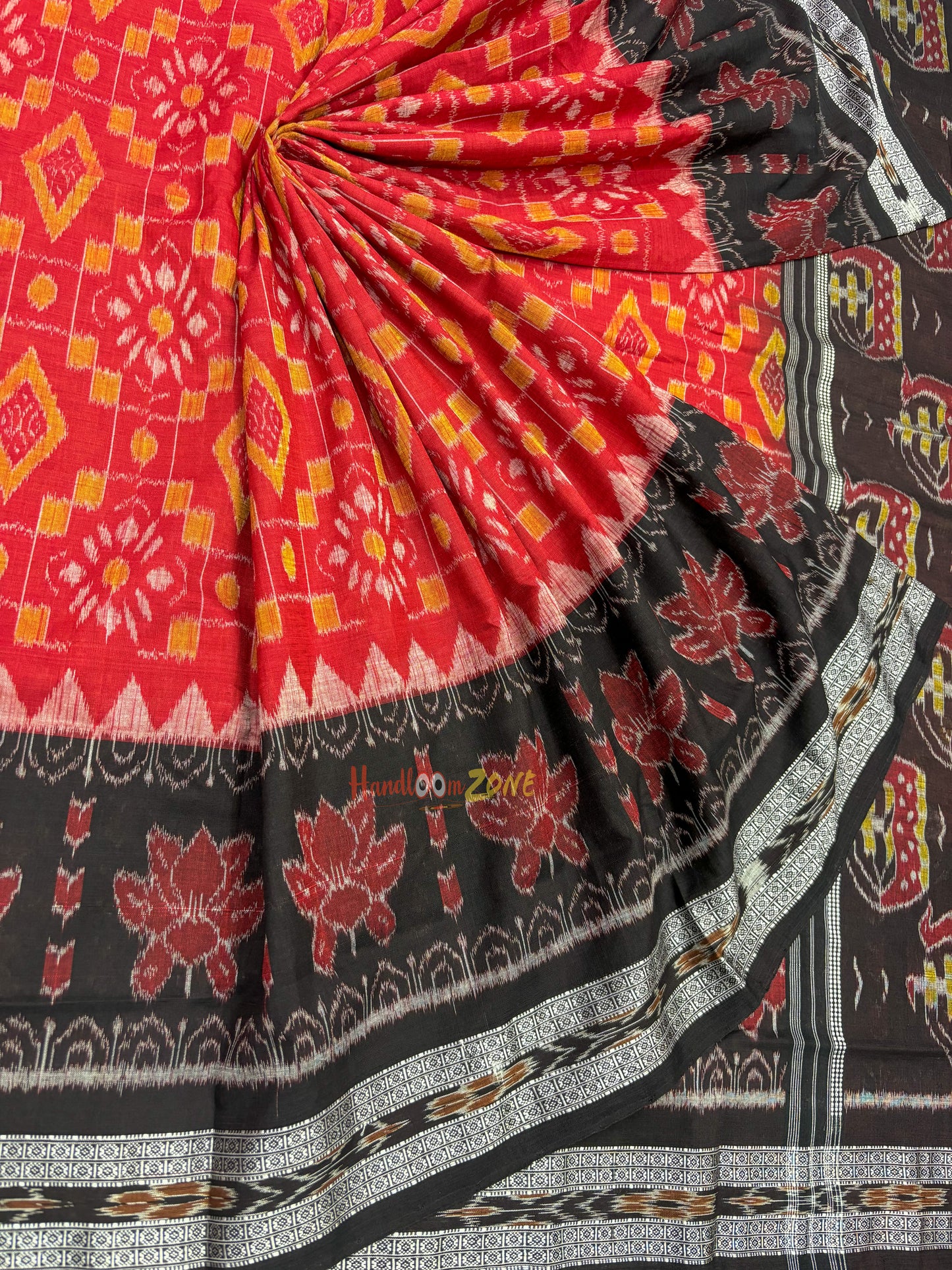 Meroon with black flowers scot khandua cotton saree