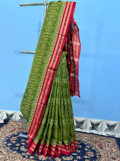 Exclusive mehendi green dali khandua cotton saree