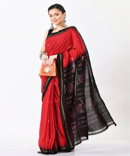 Ak fulis Red with black cotton saree