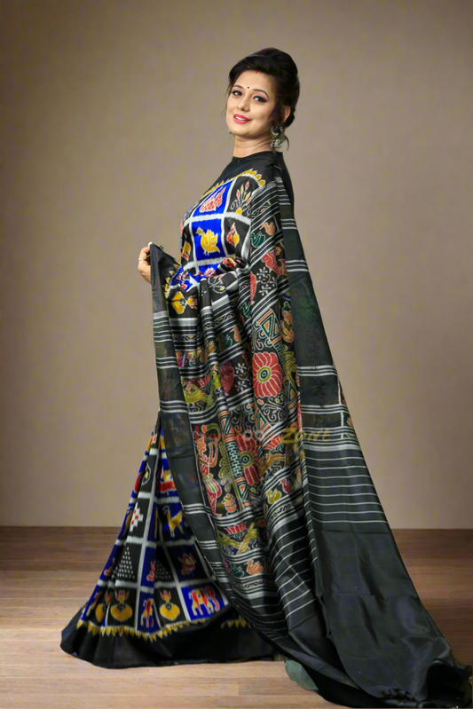 Contemporary nabakothi khandua silk saree
