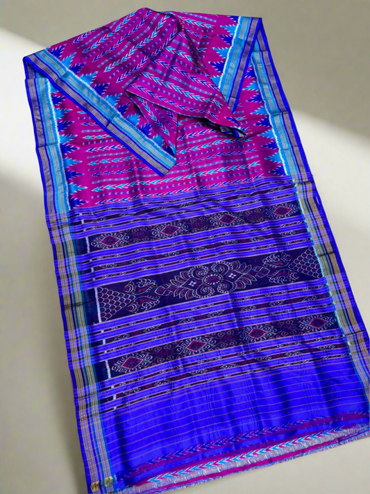 Exclusive multiple temple border khandua silk saree