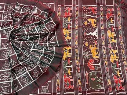 Contemporary nabakothi khandua silk saree