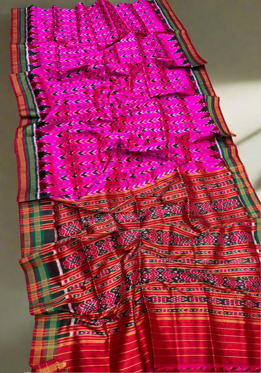 Multiple temple border khandua silk saree