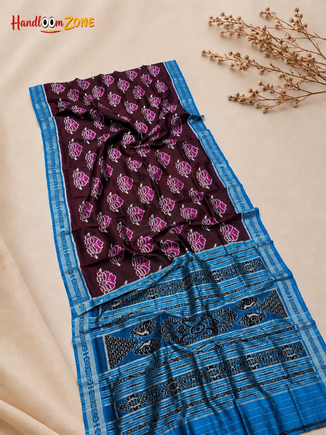 Exclusive body flowers khandua silk saree