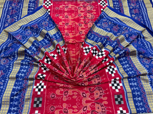 Fish border contemporary sambalpuri cotton saree