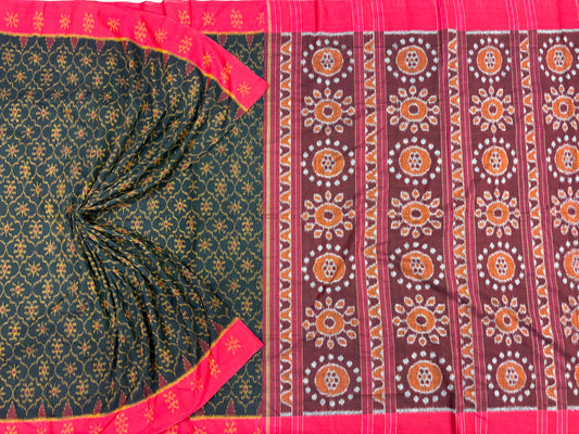 Black with red body chain khandua cotton saree