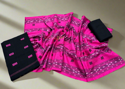 Pink with black ikat shalwar suit set