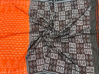 Special orange black khandua cotton saree