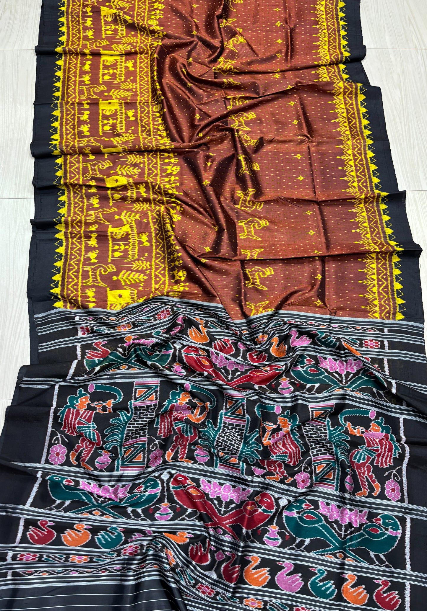 Exclusive contemporary tribal khandua silk saree