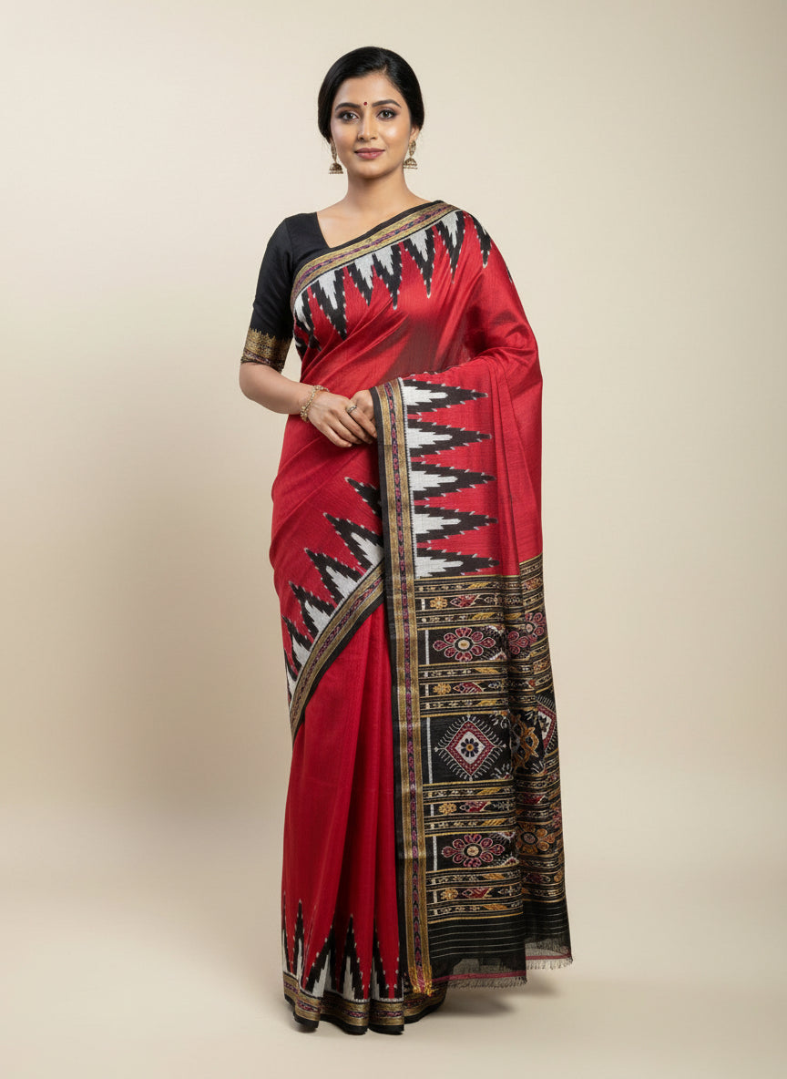 Big temple border khandua silk saree
