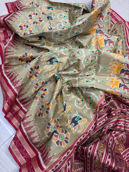 Elephant with lions khandua silk saree