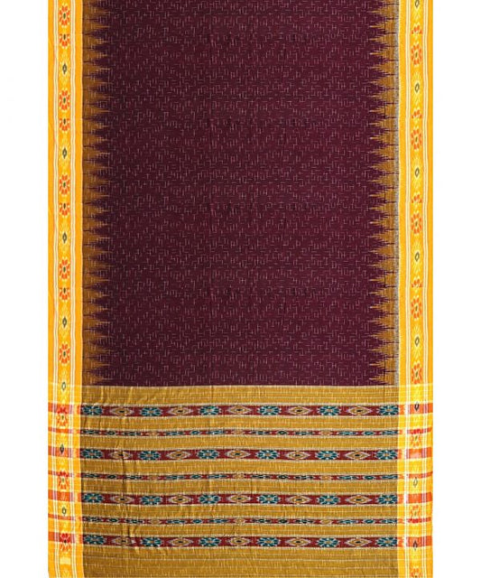 Meroon with yellow jharana cotton saree