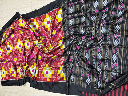 Contemporary lotus khandua silk saree