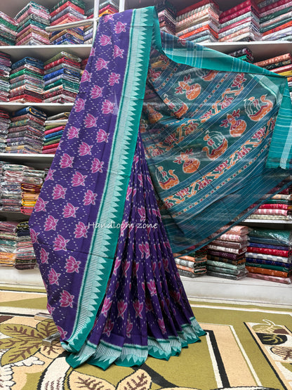 Exclusive body lotus with small temple cotton saree