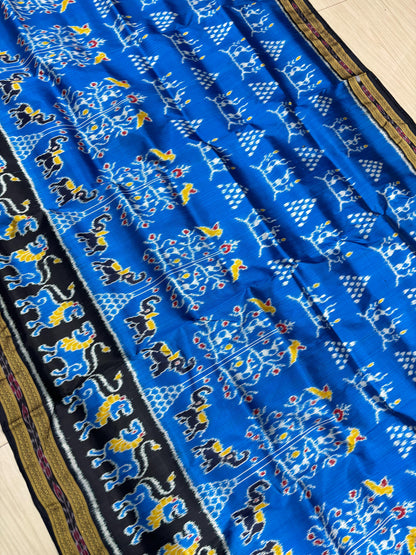 Lion scot with tribal khandua silk saree