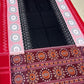 Black with red scot flowers cotton saree