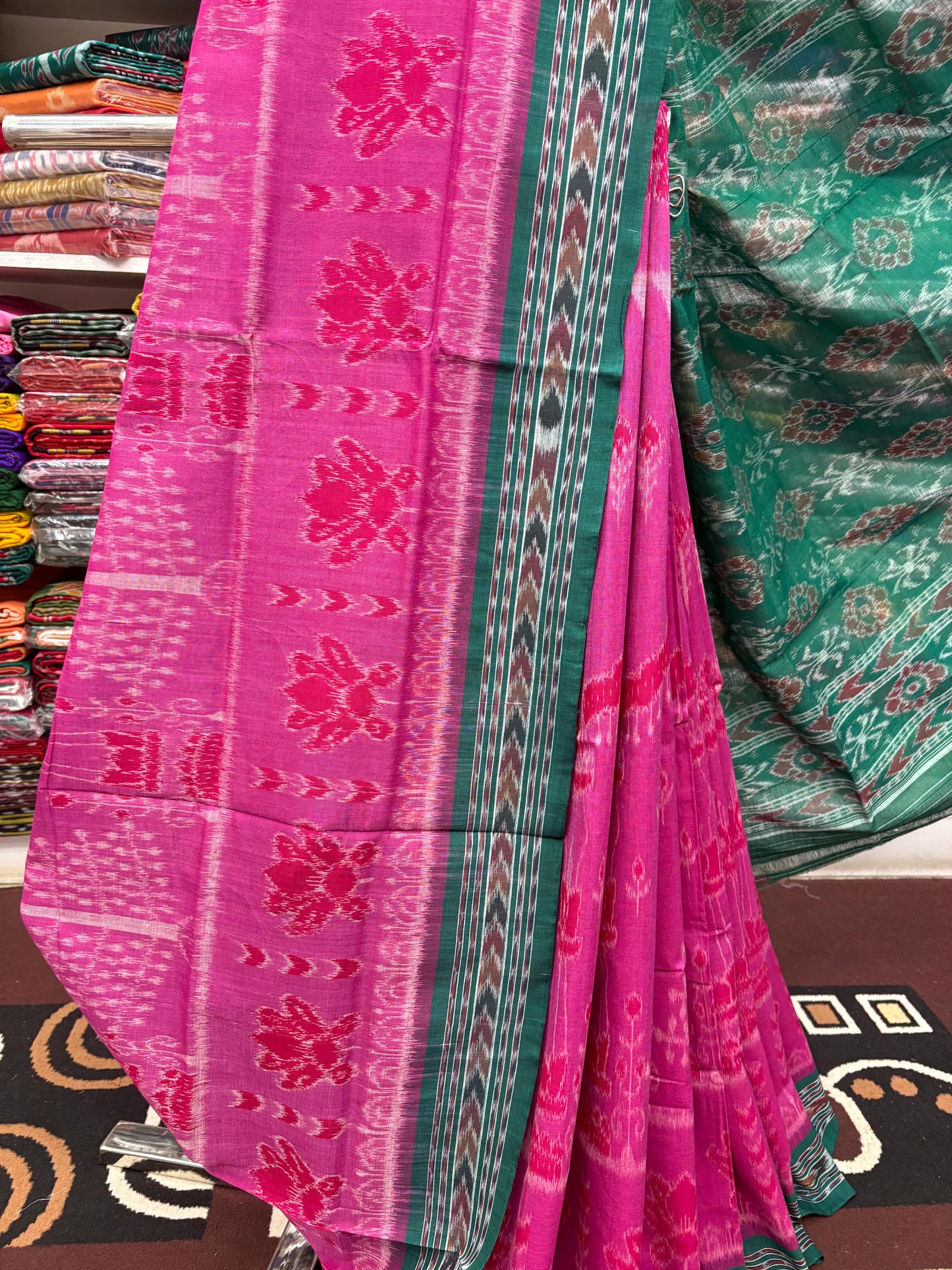 Scot lotus with tree motif khandua cottonsaree