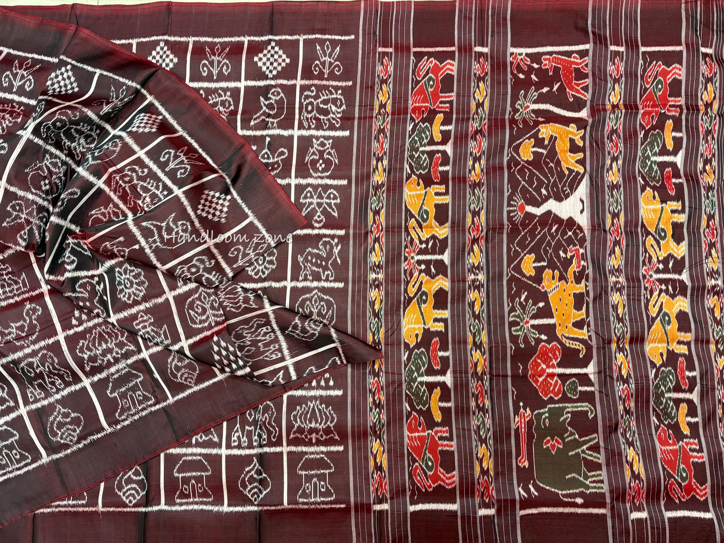 Contemporary nabakothi khandua silk saree